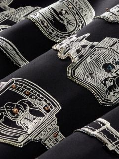 エルメス HERMES カレ90 MERVEILLEUSES LANTERNS Merveilleuses Lanternes embroidered scarf 90 - Black | Hermès USA